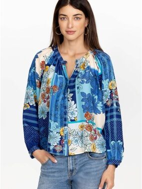 Johnny Was Josy Lyn raglan poet silk peasant blouse